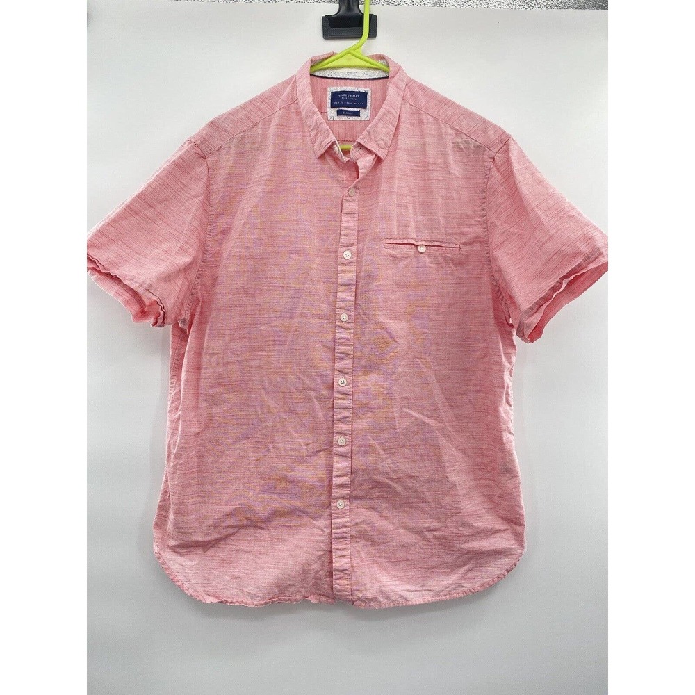 Mens Cactus Man Ricky Singh XL Pink Short Sleeve Casual Shirt Slim Fit